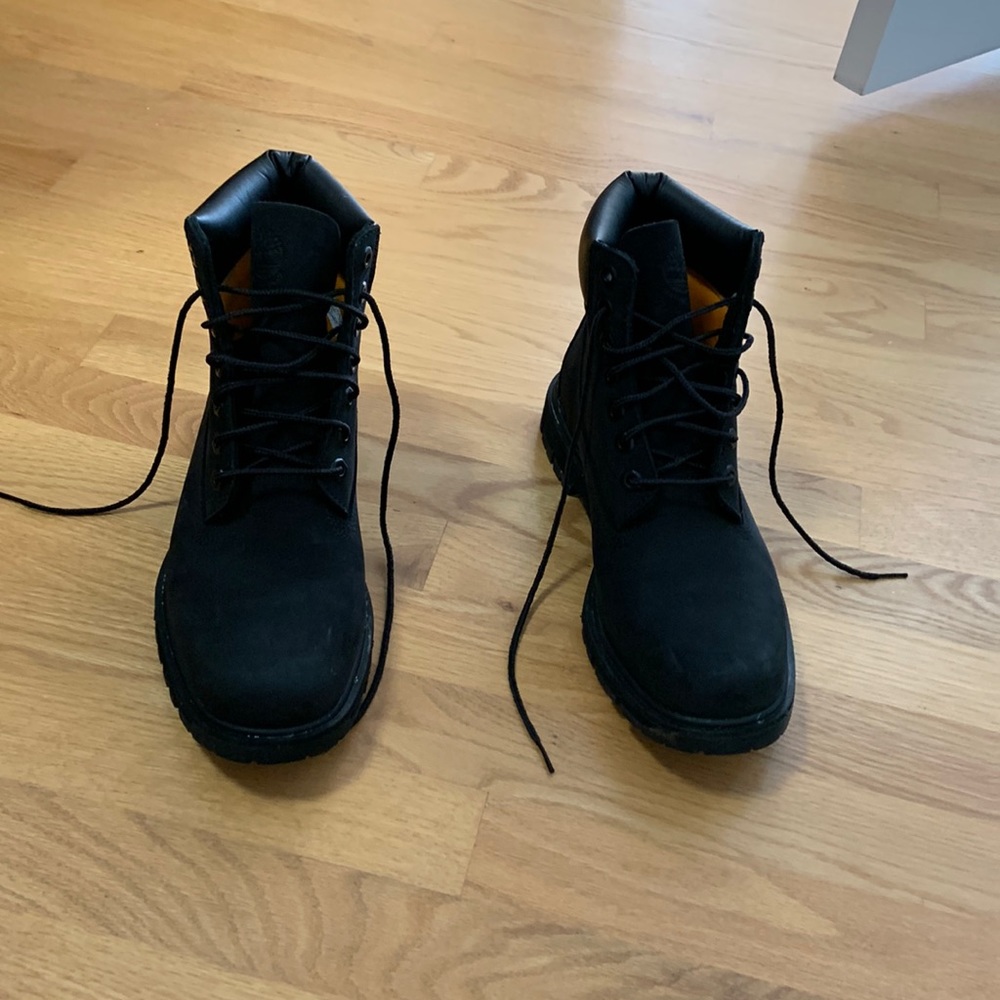Never worn all black timberland boots.